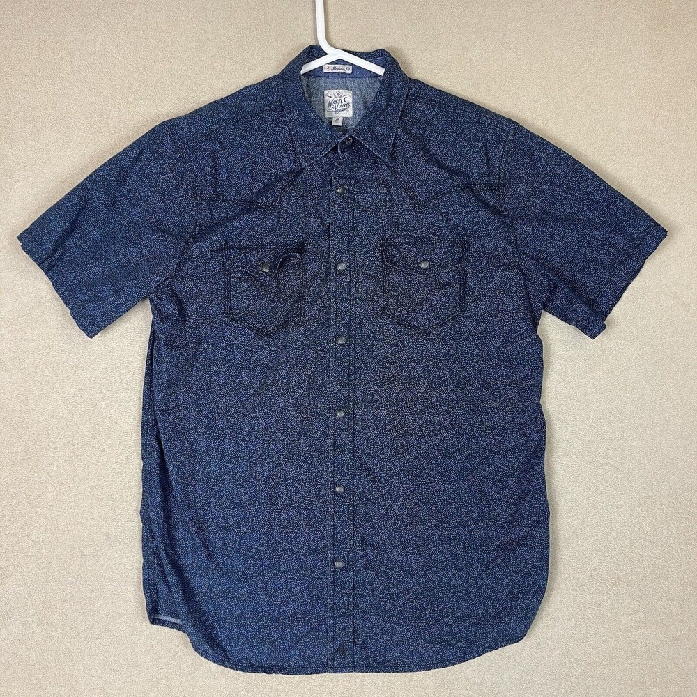 MoonShine Spirit Shirt Mens‎ Medium Blue Button Up Short Sleeve Adult